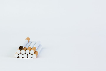 Cigarettes on a white background