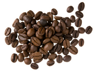 Kaffeebohnen auf Weiß