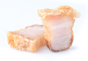 deep fried pork belly for food on white background