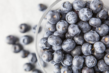 Blueberries in glass bowl