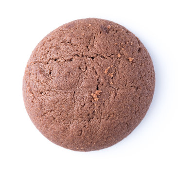 Chocolate cookies on the white background,top view