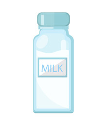 Milk in a glass bottle icon flat style. Isolated on white background. Vector illustration
