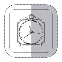 middle shadow monochrome sticker with chronometer in frame vector illustration