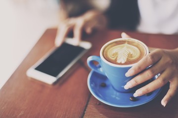 coffee latte in coffee shop cafe