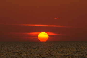 Landscape of sunset with at Nai Yang Beach, Phuket Province, Tha