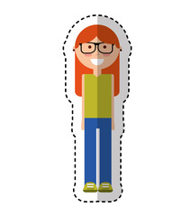 young woman avatar character vector illustration design