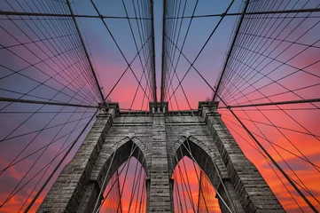 Papier Peint photo Brooklyn Bridge Pont de Brooklyn à New York, États-Unis