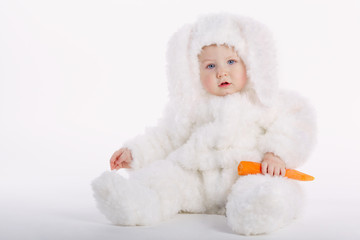 cute baby with rabbit costume