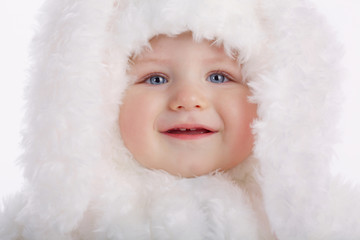 cute baby with rabbit costume