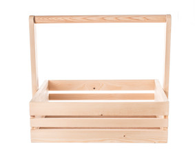 Vintage Wooden Empty crate isolated on White Background.