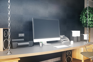 Designer desktop with laptop