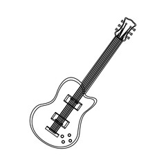 monochrome contour with electric guitar vector illustration