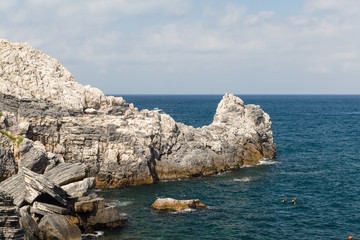 Fototapeta na wymiar The coastline from Portovenere in the Ligurian region of Italy