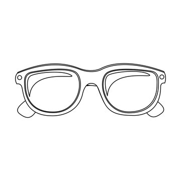 monochrome contour with oval glasses lens vector illustration