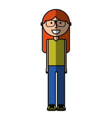 young woman avatar character vector illustration design