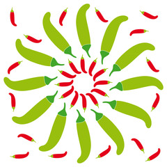 Chilli peppers on white background