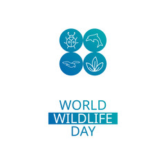 World Wildlife Day. Vector design element. Suitable for souvenir magnet, sticker, poster, banner