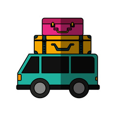 car vehicle travel with suitcases icon vector illustration design