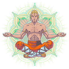  yoga man in a lotus position.