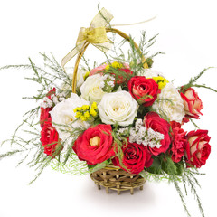 Isolated basket with roses