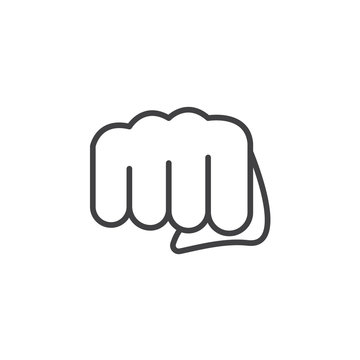 Fist, Forward Punch Line Icon, Outline Vector Sign, Linear Pictogram Isolated On White. Symbol, Logo Illustration