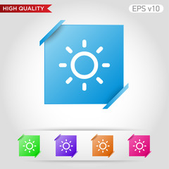 Colored icon or button of sun symbol with background