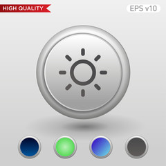 Colored icon or button of sun symbol with background