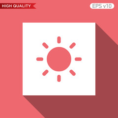 Colored icon or button of sun symbol with background