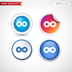 Colored icon or button of infinity symbol with background