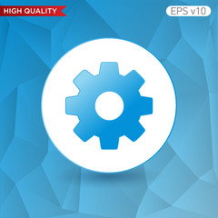 Colored icon or button of gear or settings symbol with background