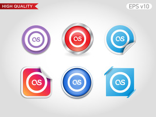 Colored icon or button of OS symbol with background