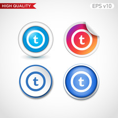 Fototapeta premium Colored icon or button of t letter with background