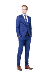 Young and confident business man. Businessman in suit isolated on white.