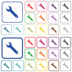 Single wrench outlined flat color icons