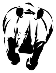 black and white linear paint draw rhino illustration