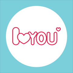 i love you text line icon