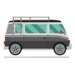 Vector illustration of a retro travel van camping car.