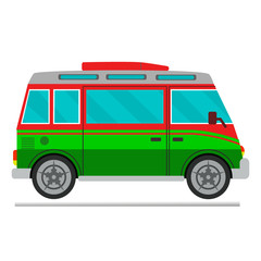 Vector illustration of a retro travel van camping car.