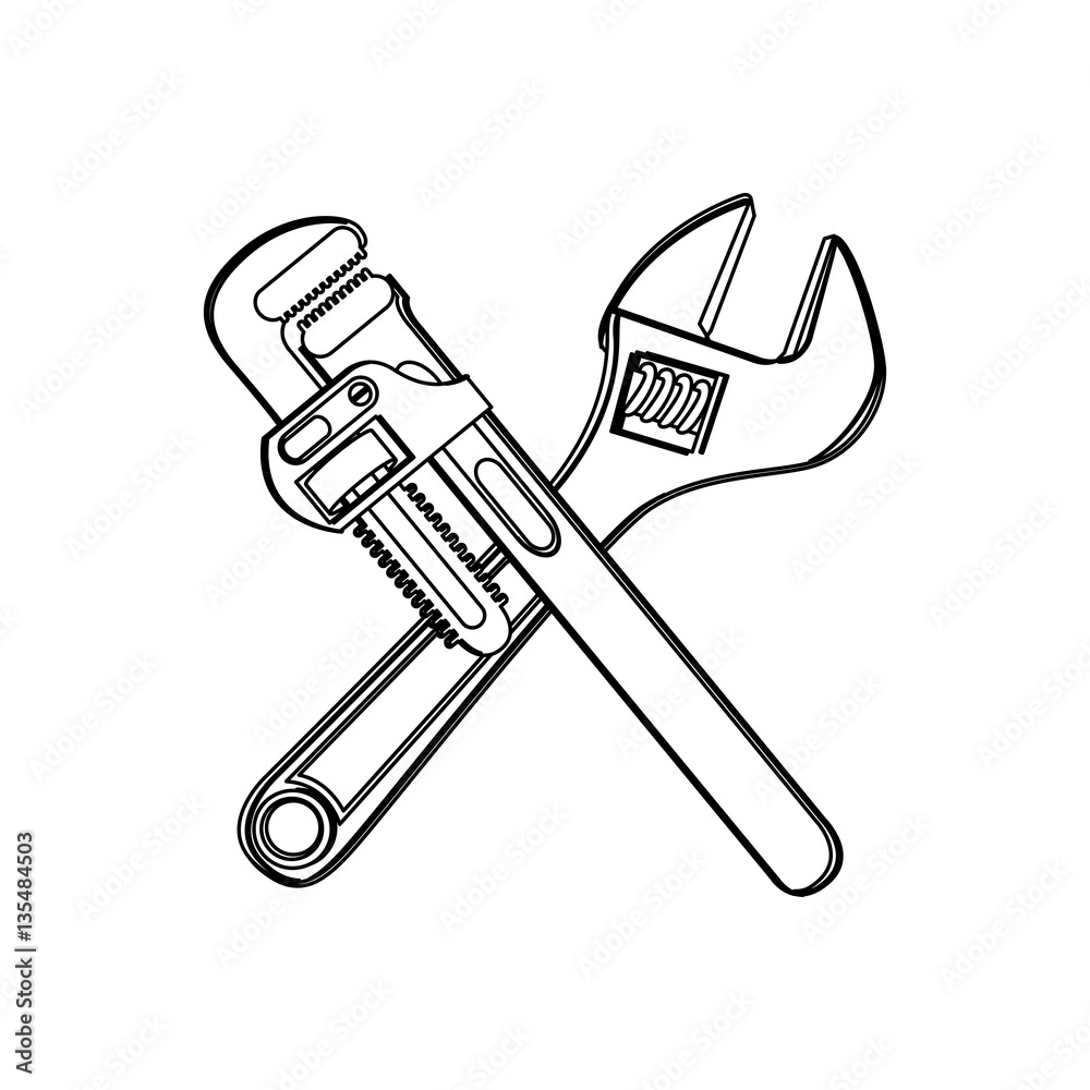 Wall mural silhouette set collection wrench flat icon vector illustration