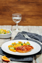 Honey soy baked cod with avocado orange salsa