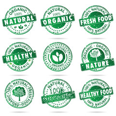 grunge rubber organic set in green color illustration