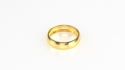The beauty gold wedding ring on white background. 3d rendering