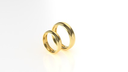 The beauty gold wedding ring on white background. 3d rendering