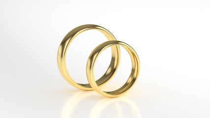 The beauty gold wedding ring on white background. 3d rendering