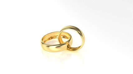 The beauty gold wedding ring on white background. 3d rendering