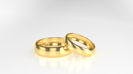 The beauty gold wedding ring on white background. 3d rendering