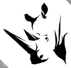 black and white linear paint draw rhino vector illustration © Turaev