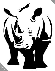 black and white linear paint draw rhino vector illustration © Turaev