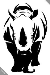 black and white linear paint draw rhino vector illustration