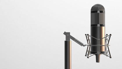 Retro aluminium microphone. 3d render